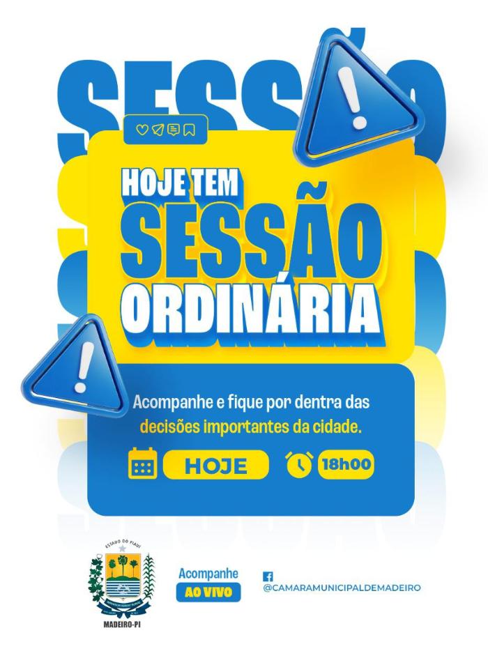 Câmara Municipal de Madeiro realiza Sessão Ordinária nesta data (28/05/2026, às 18h).